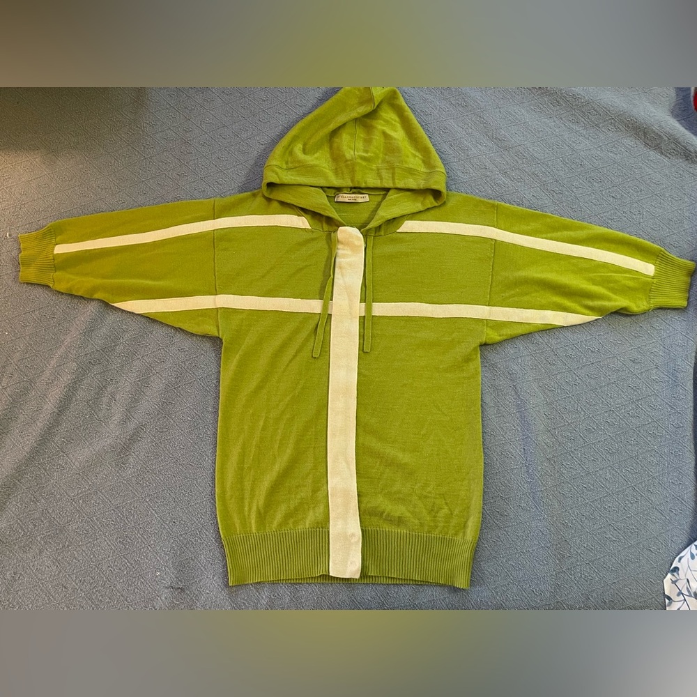 Stella McCartney zip up long sweater in bright green